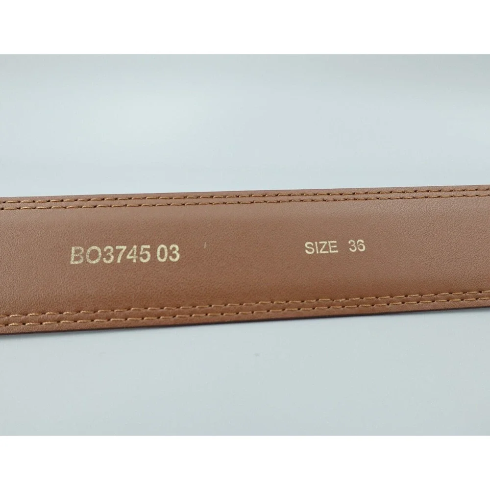 Bosca Leather Belt Mens 36 Brown Silver Tone Buckle Workwear Career BO3745‎